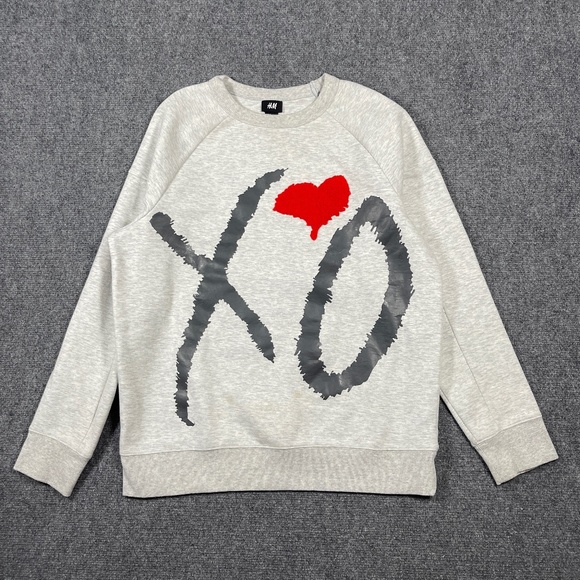 The Weeknd x H&M XO Crewneck Sweatshirt Gray Mens Size Medium 0961 - Picture 1 of 8